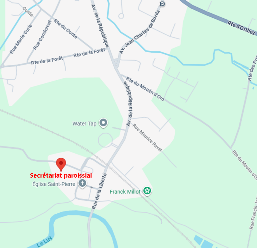 Plan d'accès au secrétariat paroissial du Bon-Pasteur, à Saugnac-et-Cambran